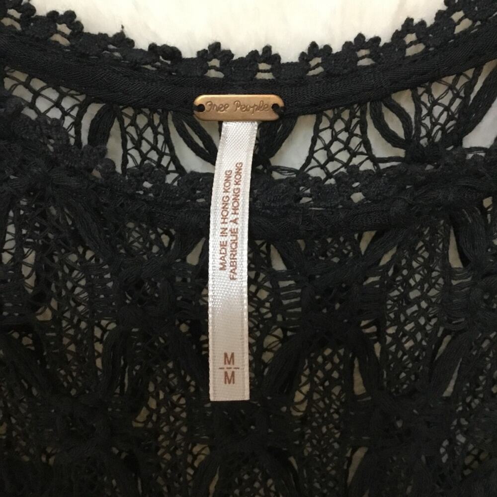 Free People Black Crochet Sleeveless Mini Dress - Picture 2 of 10